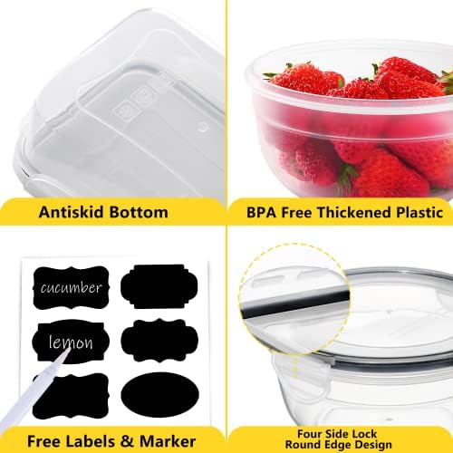 34 PCS Food Storage Containers Set with Airtight Lids (17 Lids &17 Containers) - BPA-Free Plastic Food Container for Kitchen Storage Organization, Fruit Meal-prep Containers with Labels & Marker - Image 3