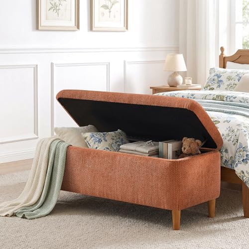 39.4" Ottoman with Storage Upholstered Storage Bench for Living Room - Image 5