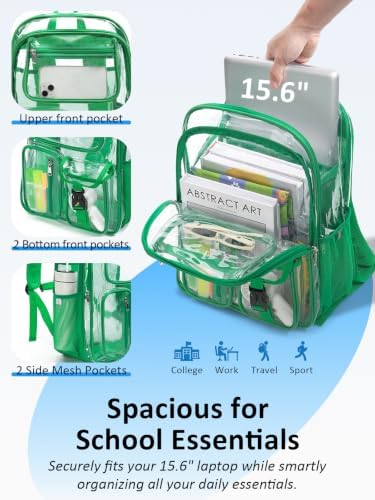 Clear Backpack for School, 17" Heavy Duty Double-Layer Clear Bookbag - Image 4