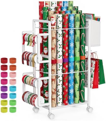 Lewondr Wrapping Paper Organizer Storage, Rolling Gift Wrap Storage Stand by Lewondr