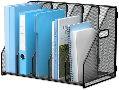 MINDEPOT Desk File Organizer Folder Holder with 5 Vertical for Office Black by MINDEPOT