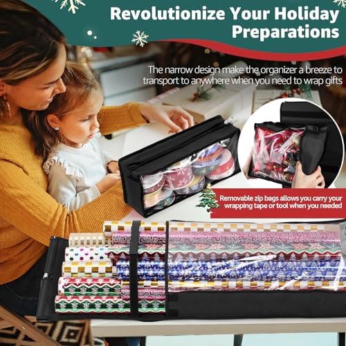 Hanging Wrapping Paper Organizer Storage, Over Door Gift Wrap Roll Holder - Image 2