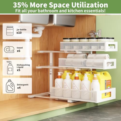Under Sink Organizer,3-Tier Heavy Duty Pull out Cabinet Organizer Shelf - Image 3