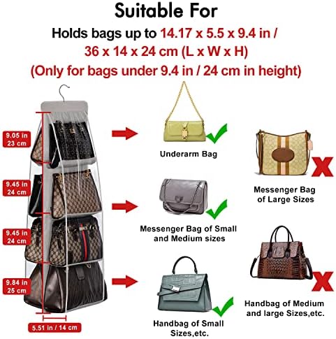 Lirex Handbag Hanging Purse Organizer for Closet, 8 Pocket Handbag Storage Organizer Hanger Oxford Cloth Closet Organizer for Family Closet Bedroom, Foldable and Universal Fit, Blue - Image 3