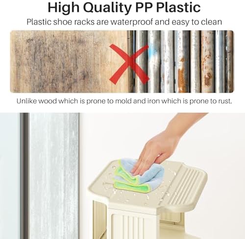 Kitstorack Vertical Shoe Rack: 8 Tiers Stackable Shoe Rack for Closet DIY Free Standing Shoe Organizer Small Shoe Shelf for Small Spaces and Narrow Spaces Plastic, White - Image 6