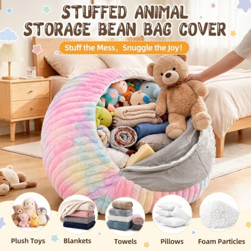 Bean Bag Cover No Filler Stuffed Animal Storage Bean Bag Chair Cover - Image 4
