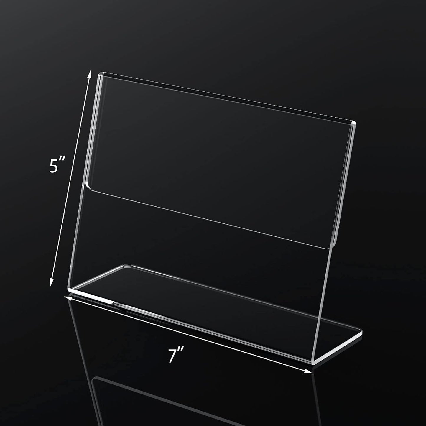 NIUBEE Slanted Back Acrylic Sign Holder 7 x 5 Inches, Clear Plastic Sign Holder Paper Display Table Stand for Office, Store, Restaurant -Horizontal (6 Pack)