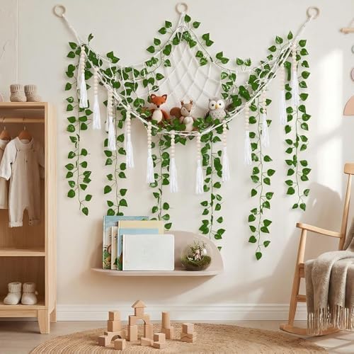 Suncalla 1 Pcs Toy Storage Net for Stuffed Animals Wall Hammock, White - Image 2