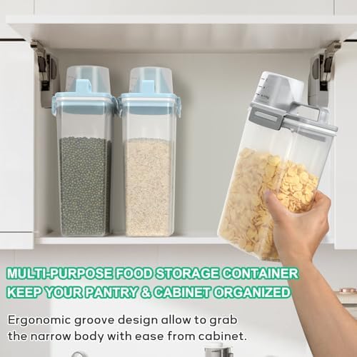 TBMax Rice Storage Container 2 Pack, Plastic Kitchen Pantry Food Storage Container with Cup, Small Pet Dog Cat Food Container Dispenser-Grey - Image 4
