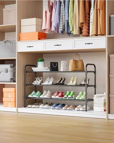 Kitsure Extra-Long Shoe Rack for Closet, 39.0" Wide - 3 Tier, Black - Image 4