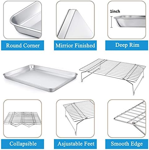 P&P CHEF 16 Inch Baking Sheet with Rack Set, Pans with Stackable Racks - Image 3