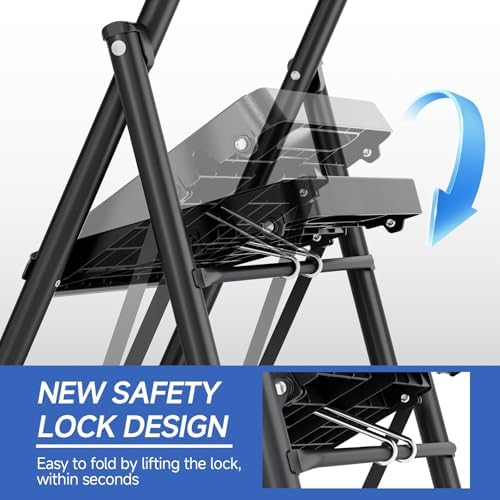 KINGRACK 4 Step Ladder, Portable Folding Ladder with Anti-Slip Pedals - Image 2