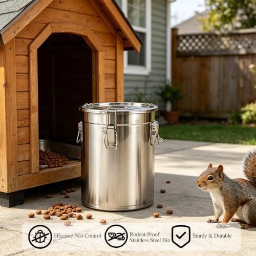 25Lbs 304 Stainless Steel Dog Food Storage Containers with Scoop - Image 3