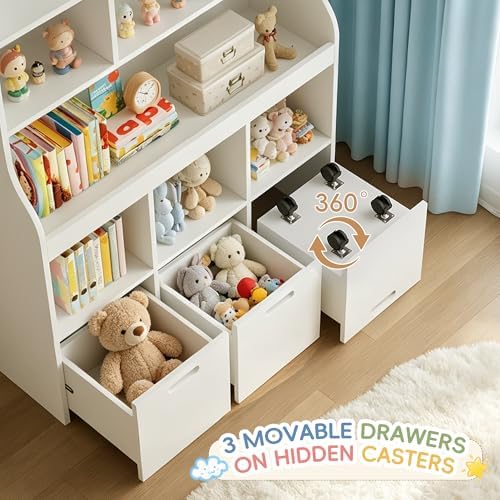 38" W Toy Storage Organizer w/Movable Bins, 5 Tier Kids Book Shelf - Image 5