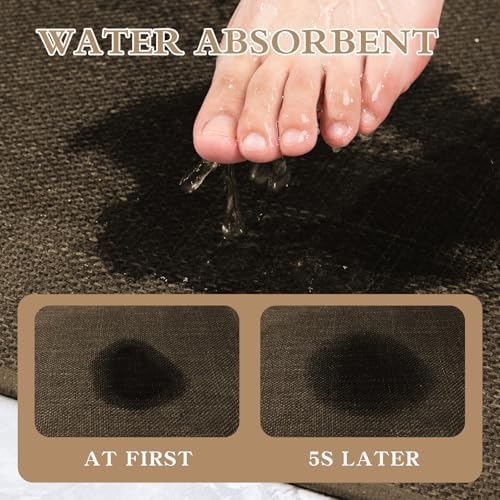 chakme Bathroom Rugs Mat 32x17, Ultra Thin Non Slip Bath Mat Quick Dry Absorbent Bath Mat for Bathroom Floor, (Brown, 32"x17") - Image 3