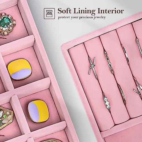 ProCase Stackable Jewelry Organizer Trays for Drawers, Jewelry Drawer Inserts Container Display Case Storage for Earring Necklace Rings Bracelet with Removable Dividers -Dustypink, 4 Layers - Image 5