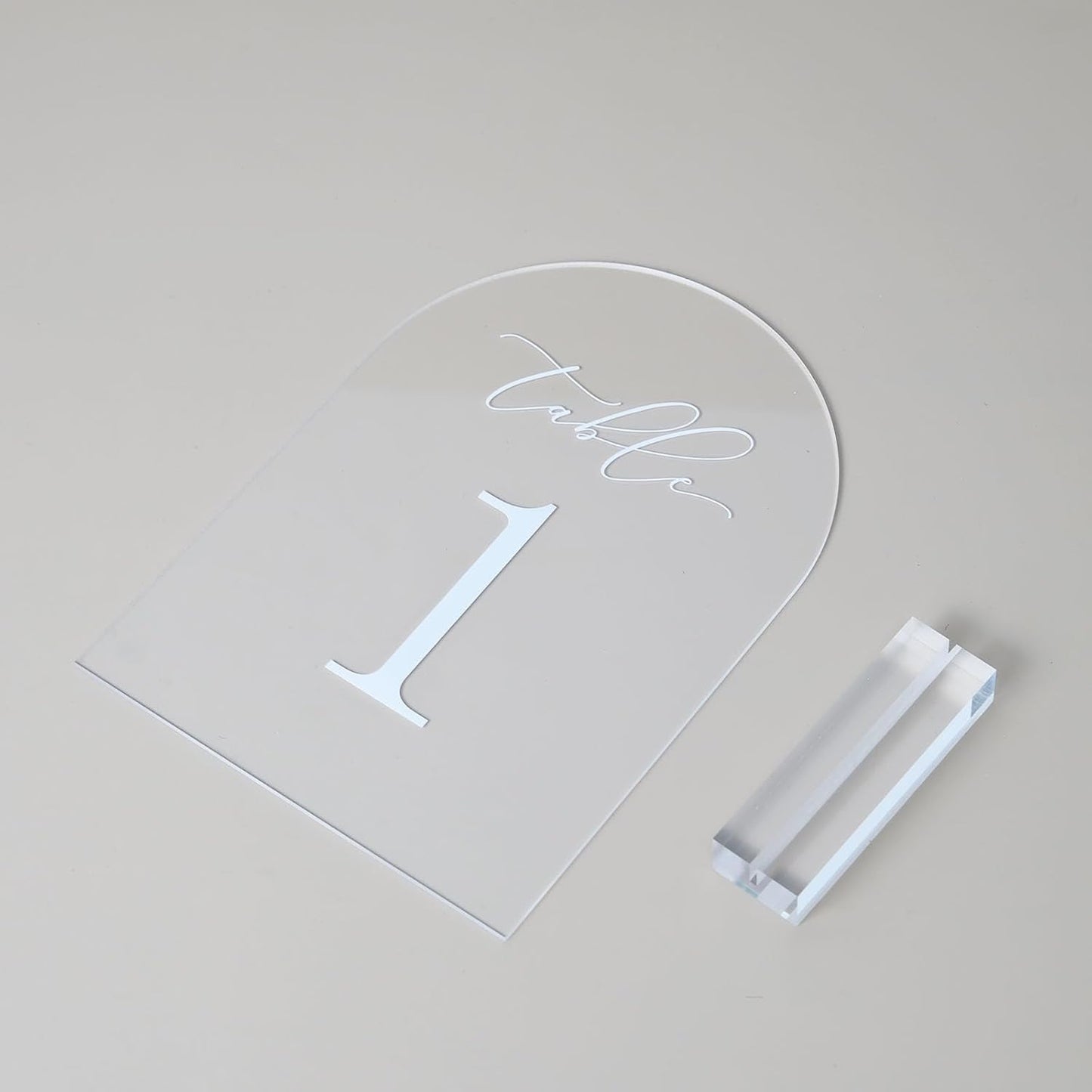 JINMURY Clear Arch Table Numbers for Wedding, 5x7 Inch Arched Acrylic Table Numbers 1-10 with Stands, Clear Acrylic Arch Sign with Holder for Centerpiece, Reception, Wedding, Party, Event