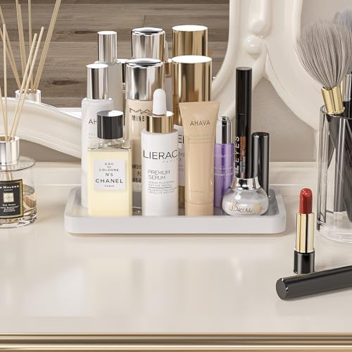 Weenson Small Bathroom Vanity Tray for Countertop Makeup Perfume Jewelry Decor Candle Keys, Bamboo Kitchen Tray for Soap Dispenser Spice, Small White Toilet Tray for Sink7.9 L x 4" W x 0.79" H - Image 5