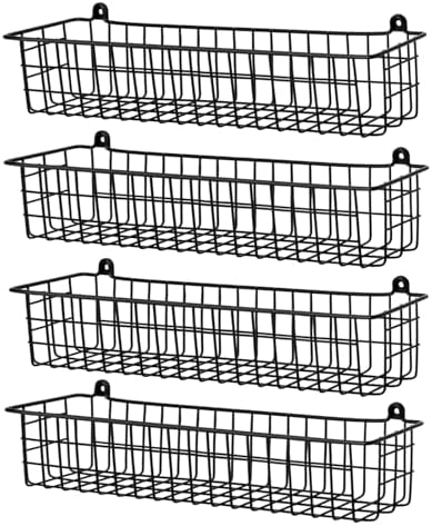 Spice Rack Organizer Wall Mount, 4 Pack Black Seasoning Rack Wire Storage Baskets for Wall or Cabinet Door in Kitchen and RV by Unknown