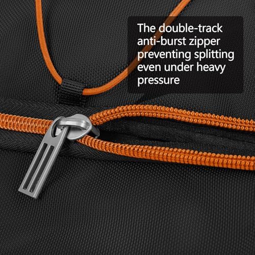 110L Expandable to 140L 32” Foldable Oxford Soft-Sided Rolling Duffle Bag with 2 Heavy-Duty Wheels,2 Large Compartments,Adjustable Shoulder Strap and Attached Organizer Pouch,Black Orange - Image 5