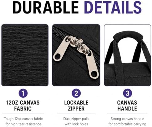 Extra Large Canvas Duffle Bag for Travel, Big XL Oversized Foldable Storage Bags with Reinforced Handles & Lockable Zipper - Black, 330L - Image 5