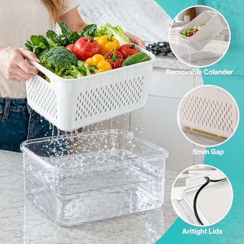 4 Pack Fruit Storage Containers for Fridge Set, BPA Free Produce Containers - Image 2