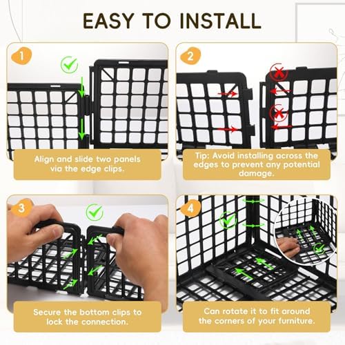 18 Pack Under Bed Blockers for Pets – Easy to Install Black Plastic Under Couch Blocker (6.5" H x 14.5" L) – Prevents Dogs, Cats, Toys from Getting Under Sofa or Furniture - Image 6