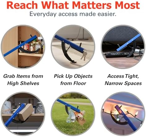 Sammons Preston Reacher, 26" Lightweight Grabber Reacher Tool with Magnetic Tip, Ergonomic Grip & Claw Jaw, Portable Reaching Aid for Seniors, Daily Living & Home Use, Standard Blue, 3 pack - Image 6