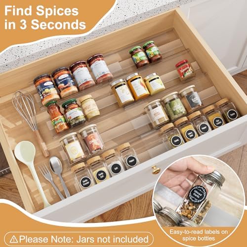 Spice Drawer Organizer Insert, 13"-26" Seasoning Organization, 8 Pcs - Image 6