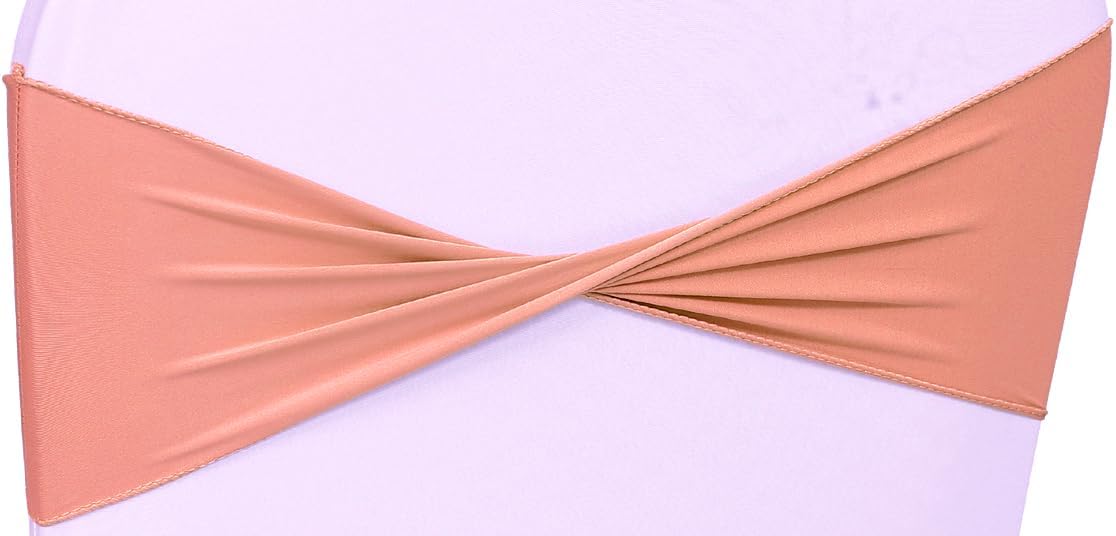 VDS Pack of 300 PCS | Coral Peach | Spandex Chair Sashes Bows Without Buckle | Stretch Elastic Banquet Universal Folding Chair Band Tie with for Wedding Party Conference Celebration Event Decoration