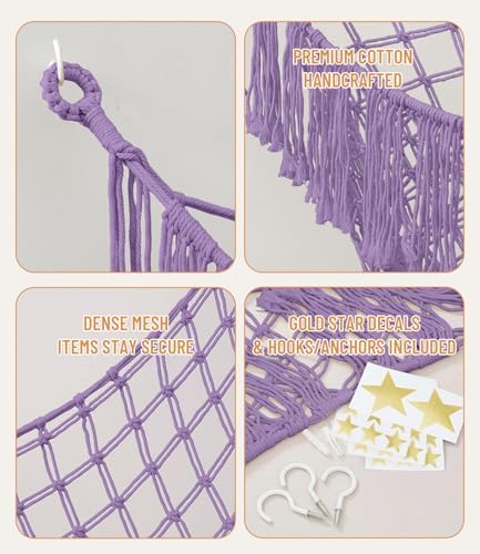 Lare Stuffed Animal Storage Hammock Corner Net - 45" W x 45" H (Purple) - Image 2
