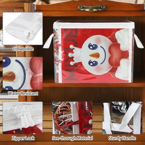 3 Pack Clear Zippered Gift Bag Storage Organizer with Handles,Organize Your Gift Wrap,Tissue Paper, Tape,Bow, Ribbon,Card,Ornament-Christmas Wrapping Supplies Storage Bag-3 Different Sizes（L+M+S) - Image 3