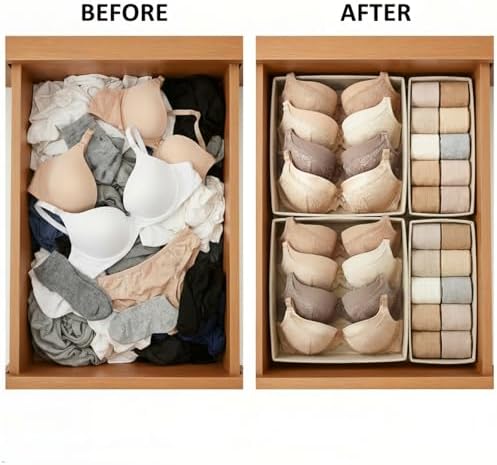 Underwear Drawer Organizer, 2 Pack, Khaki - Image 3