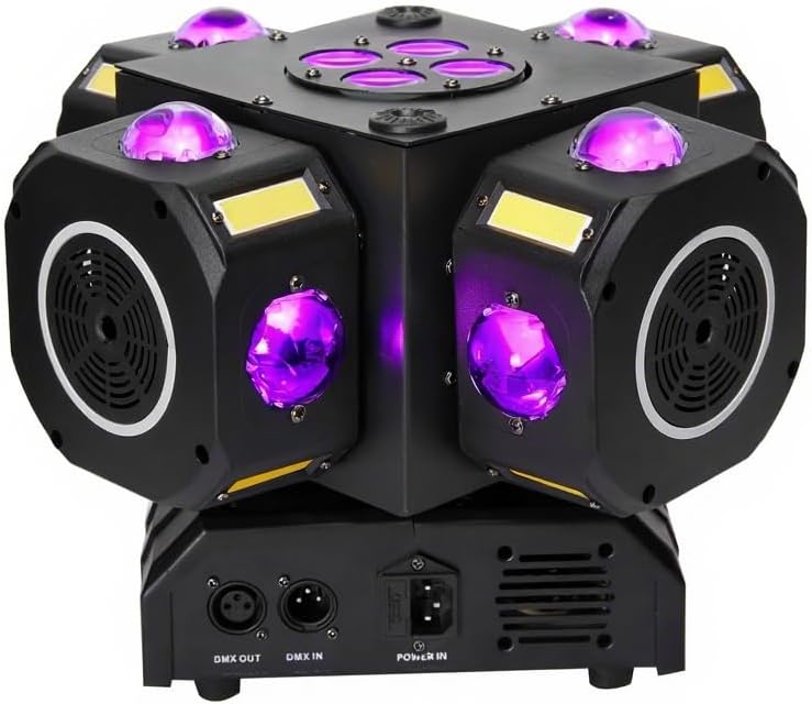 Moving Head DJ Lights 180W LED with 4 Rotating Head,16X10W RGBW 4-in-1 Multiple Effects Changing，21CH DMX-512/Sound Activated for Christmas KTV Wedding