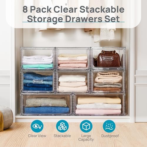 Vtopmart 8 Pack Large & Medium Stackable Storage Drawers Set - Image 3