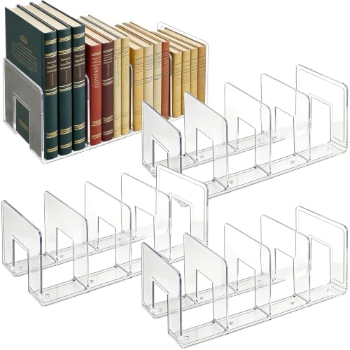Lawei 4 Pack Acrylic File Sorter, 4-Section Clear Desktop File Folder Holder Organizer, Thick Office Storage Stand Rack for Book, Envelopes, Mail, Document, Notebook, Binder, Purse, Clutch Divider by ENJOYEVERYMOMENT