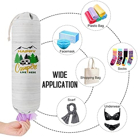 Happy Campers Grocery Bags Holder Organizer, Wall Mount Plastic Bags Storage Container Dispenser, Gift For Family And Friends - Image 4