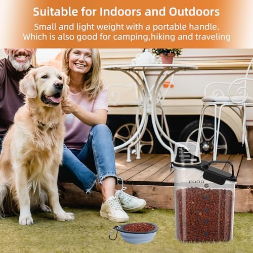 LEAWALK 3-5LBS Airtight Pet Food Storage Containers PBA-free, With Large Nozzle/Measuring Cup/ 4 Press Buckle for Dogs, Cats, Birds, Chicken Lndoor and Outdoor Use -Black 2-pack - Image 7
