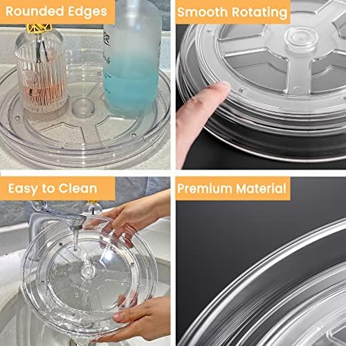 vacane Large 13" Lazy Susan Cabinet Organizer, Non-Skid Lazy Susan Turntable Clear Lazy Susan Tray Storage Containers for Pantry, Kitchen, Countertop, Bathroom-2 Pack - Image 6