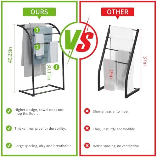 YINMIT Free Standing Towel Rack, Pool Towel Rack Outdoor, 4 Tier Towel Racks for Bathroom, Metal Blanket Rack, Blanket Display and Towel Drying Rack - Image 6