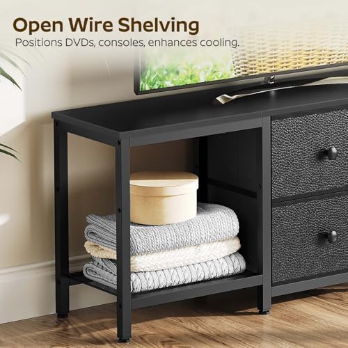 YATINEY TV Stand for TVs up to 55", Entertainment Center with 2 Fabric Drawer, Media Console with Shelves, Television Stands for Living Room, Bedroom, Black DS02BB - Image 6