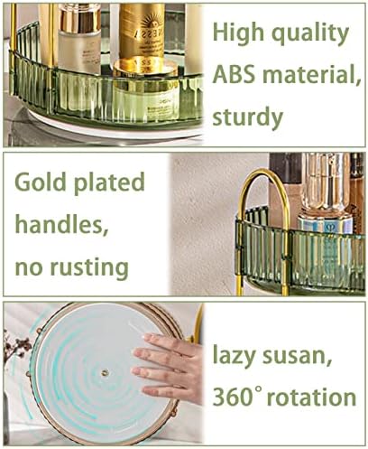 shuang qing Rotating Makeup Organizer for Vanity, High-Capacity Skincare Clear Make Up Storage Perfume Organizers Cosmetic Dresser Organizer Countertop 360 Spinning (Green, 3 Tier) - Image 2