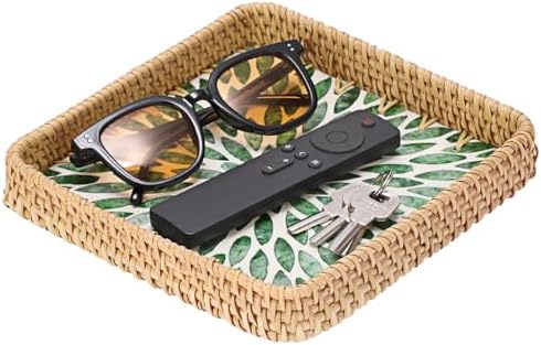 Key Basket Tray for Entryway Table, Decorative Small Wicker Tray by Unknown