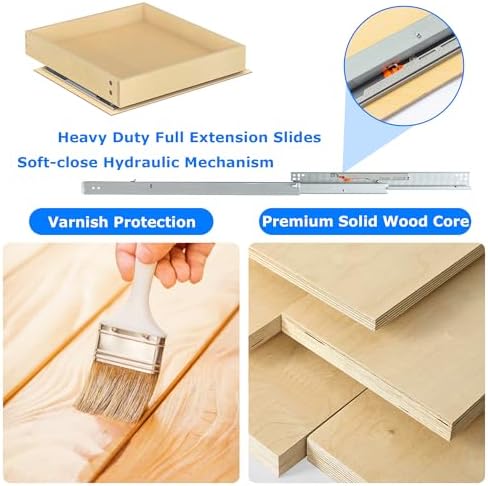 WelFurGeer Heavy-Duty Plywood Pull-Out Cabinet Drawers, 23" W x 22" D Pull Out Drawer for Cabinet, Smooth Slide-Out Shelves for Kitchen Cabinets, Durable Pullout Drawers for Home Kitchen Organization - Image 5