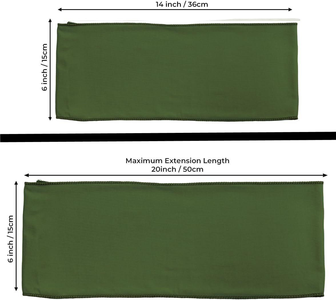 MDS Pack of 150 Spandex Chair Sashes Bows Elastic Stretch Dining Chair Bands Ties Without Slider Buckle Universal fits for Wedding Baby Shower Birthday Party Banquet Event Decoration - Olive Green