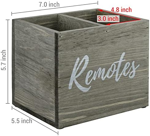 MyGift Gray Wood Remote Control Holder, 2 Compartment Media Caddy - Image 5