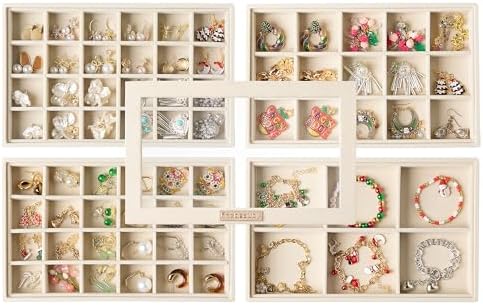Frebeauty Stackable Jewelry Trays,Set of 4 Jewelry Organizer for Drawer by Frebeauty