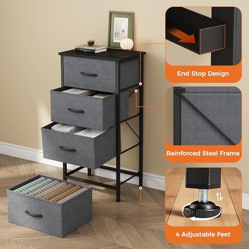 Sweetcrispy Dresser for Bedroom, 4 Drawer Storage Cabinet, Tall Nightstand - Image 6