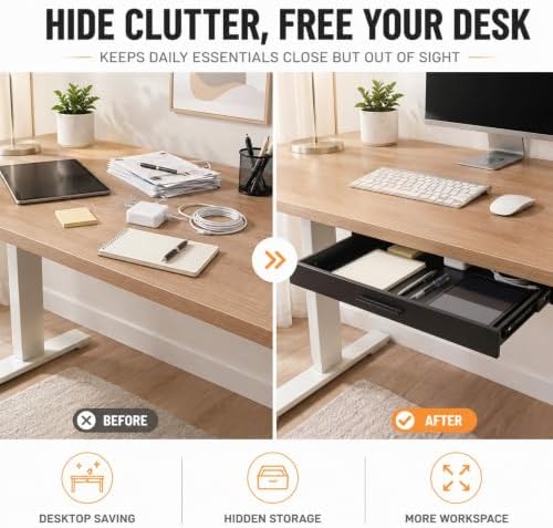 Menkxi 22 x 14 in Under Desk Drawer,Slide out Storage Organizer Heavy Duty - Image 6