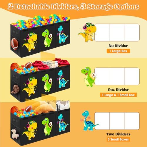 Large Toy Box Storage with Lid, Collapsible Sturdy Toy Chest Bin Black - Image 6